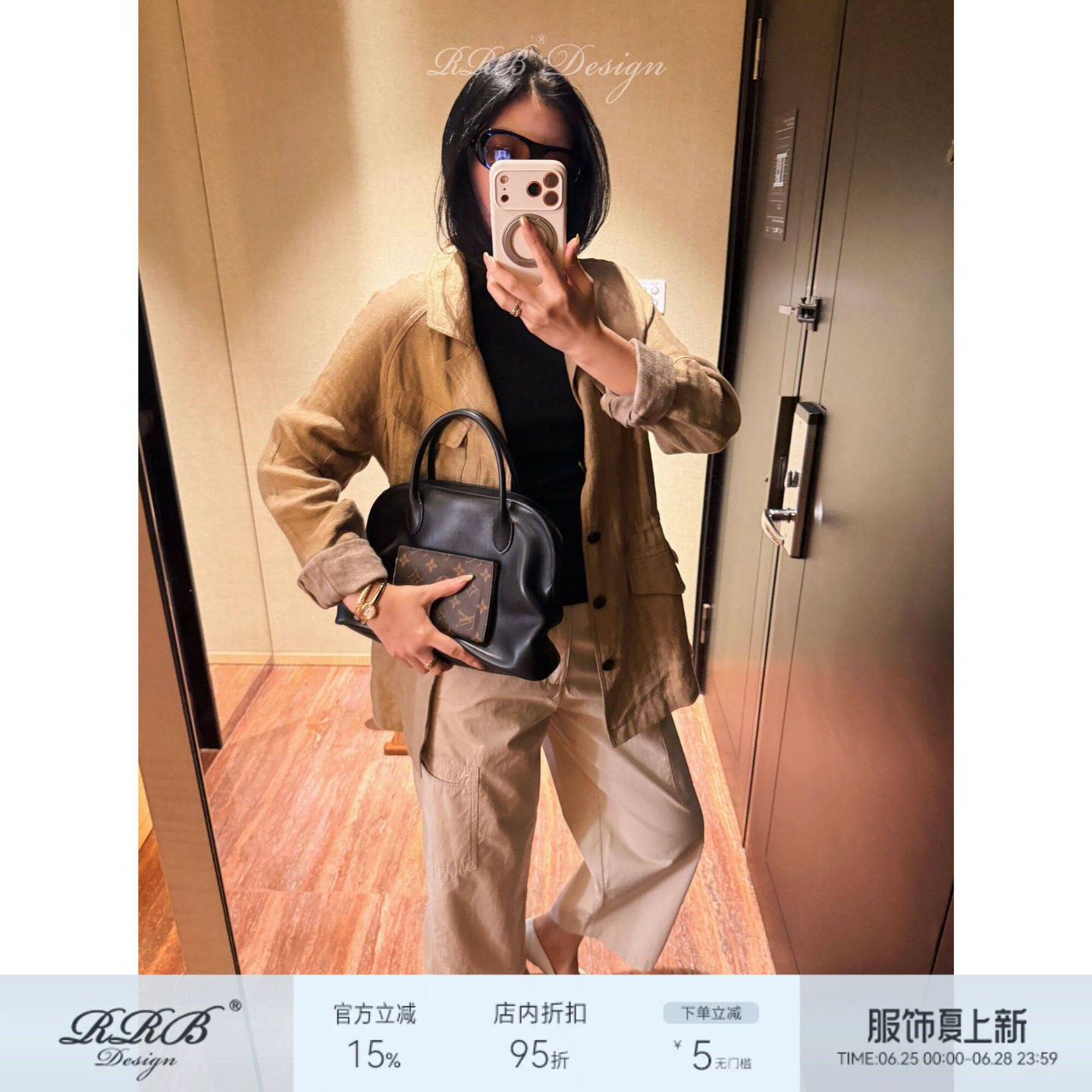 RRB Design 定染水洗亚麻猎装夹克收腰显瘦单排扣长袖外套