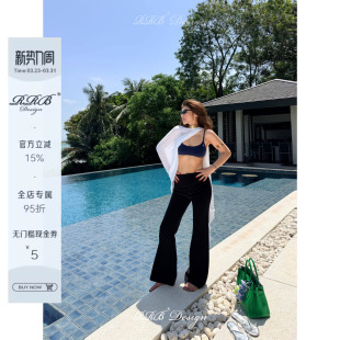 Design 长裤 修身 高腰极简百搭休闲裤 显瘦纯色高弹微喇裤 RRB