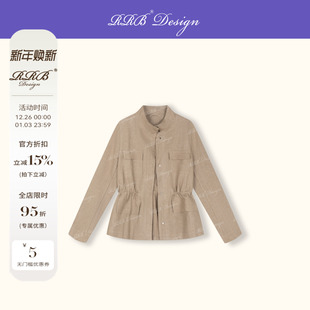 收腰抽绳长袖 」定染洗水100亚麻修身 外套 Design「回归经典 RRB