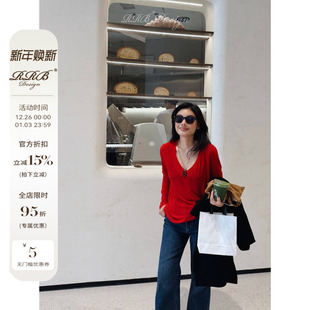 T」天丝羊毛混纺休闲显瘦圆领V领基础百搭上衣 「美式 RRB Design