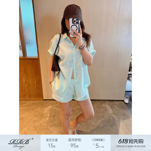 薄款短袖衬衫百搭短裤两件套