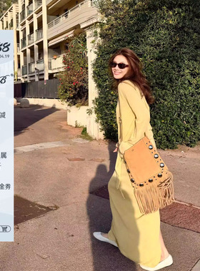 RRB Design 莱赛尔亚麻混纺慵懒三件套长袖开衫吊带背心半身裙女