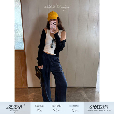 高腰垂感抽绳休闲裤女