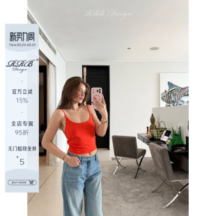 Design 短款 修身 基础高弹百搭无袖 上衣 显瘦百搭纯色吊带背心 RRB