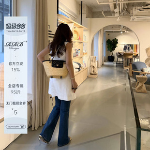 RRB Design「升级超模裤」百搭高腰阔腿裤微喇垂感直筒牛仔裤女