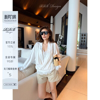 RRB Design 100%棉宽松显瘦纯色简约短裤百搭阔腿裤气质休闲裤