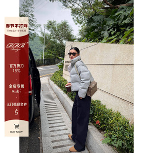 RRB Design 显瘦立领拉链单排扣长袖保暖百搭短款羽绒外套