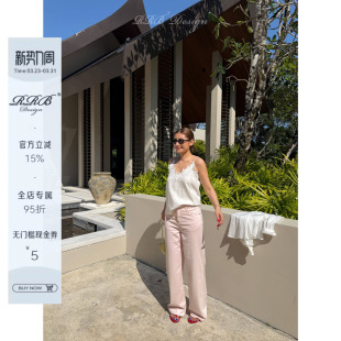 百搭休闲阔腿裤 RRB 时尚 定染粉100%棉宽松显瘦牛仔裤 Design