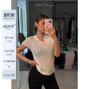 针织POLO衫 RRB 显瘦纯色短袖 天丝醋酸混纺修身 百搭上衣 Design