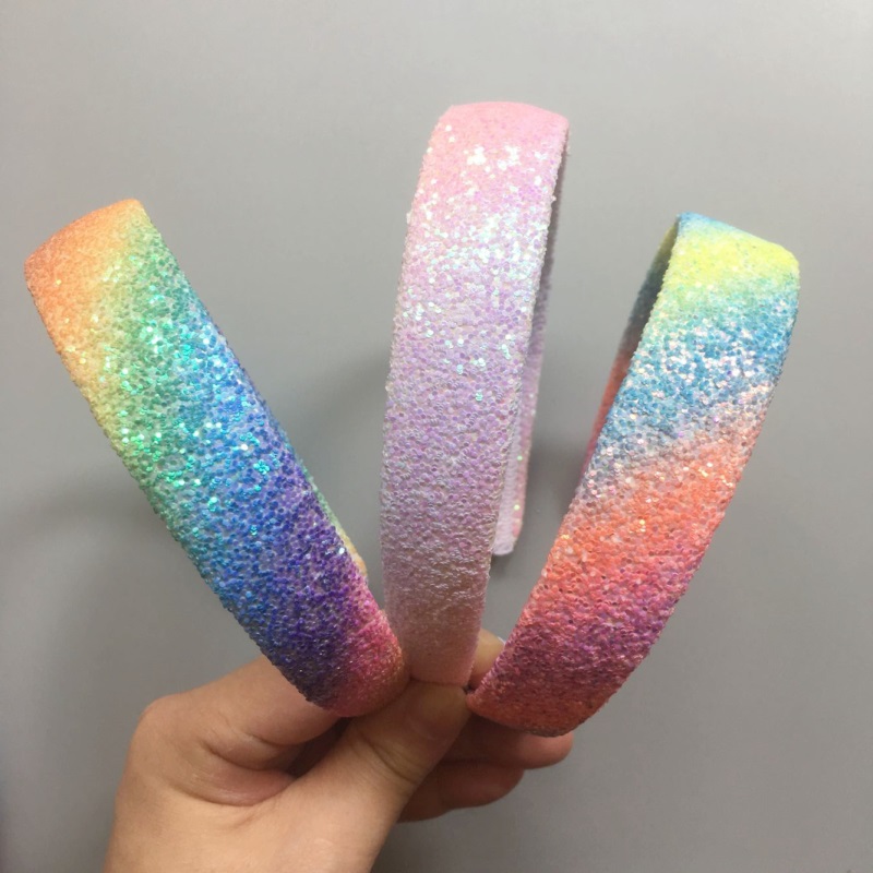 闪亮渐变彩虹女童发箍头箍小女孩