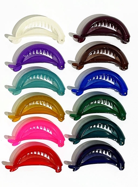 韩饰AZ饰品头饰雅致果冻色素面彩色半圆香蕉卡脑后XJQ0086