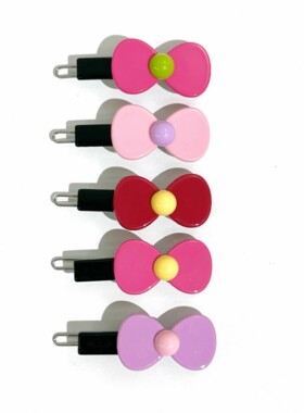 韩饰AZ饰品发饰雅致素面马卡龙色半球蝴蝶结边卡扣卡BQ1818