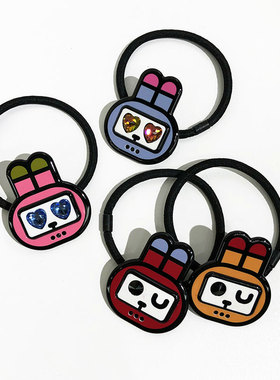 韩饰AZ饰品头饰雅致镶锆石彩色小兔子发圈FQ1233