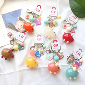 韩饰AZ饰品挂饰彩色雅致镶钻圆球奶瓶小猪钥匙扣女YSK0292