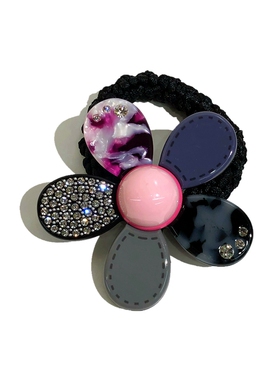 韩饰AZ饰品镶钻彩色五瓣花发圈FQ1251