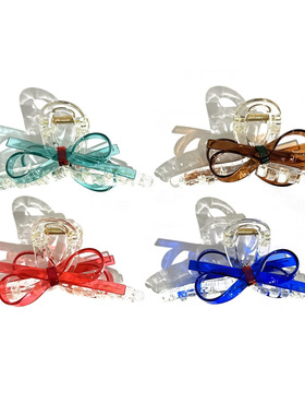 韩饰AZ饰品头饰发饰雅致素面透明色蝴蝶结交叉抓卡女ZQ0540