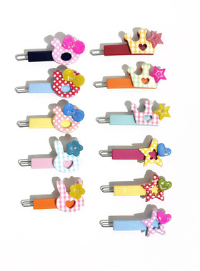 韩饰AZ饰品头饰雅致素面方格波点几何形边卡扣卡BQ1746