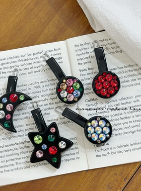 韩饰AZ轻奢满钻星星月亮发夹女可爱韩风少女心发饰新款