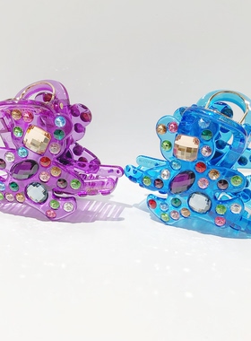 韩饰AZ饰品彩色闪钻钻熊发抓抓卡发饰