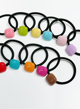 韩饰AZ饰品头饰透色雅致马卡龙色系方块发圈发绳发饰