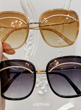 韩版复古粉色渐变色防紫外线墨镜