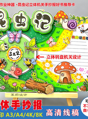 昆虫记读书手抄报A4可打印模板