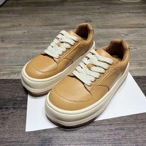 TWTW松糕鞋女2024新款厚底咖啡色面包休闲大头鞋子秋冬棕色小皮鞋