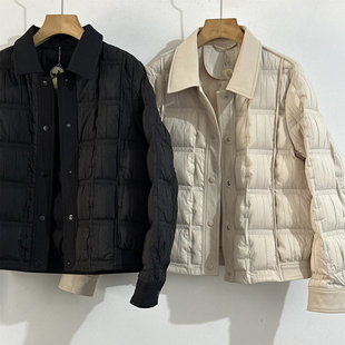 韩代订单专柜款 轻盈通勤简约翻领鹅绒服女90白鹅绒保暖外套2025冬