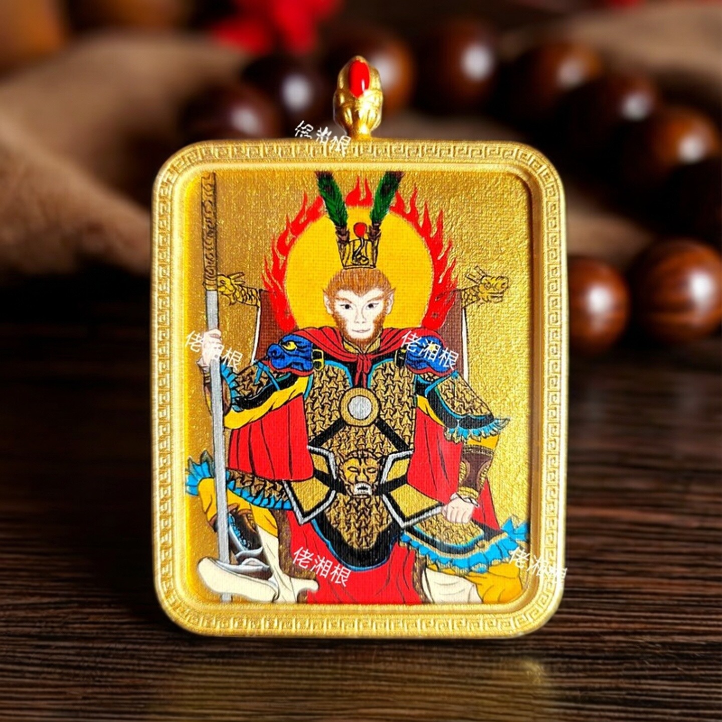 纯手绘齐天大圣唐卡吊坠