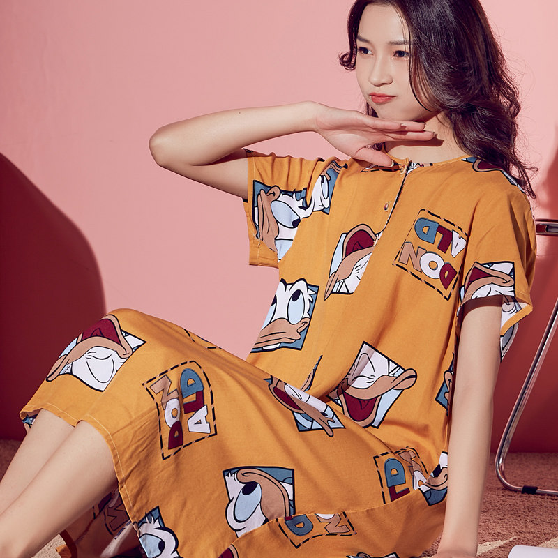 女睡衣棉绸睡裙夏薄款人造棉家居服裙子孕妇可外穿加大码绵绸长裙