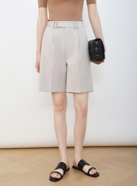 mooelpom春季新款百慕大通勤西装短裤显瘦宽松五分裤女百搭中裤