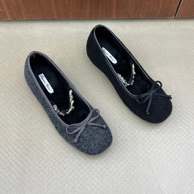 十三行女鞋实拍加绒内增高玛丽珍毛毛鞋冬外穿新款法式厚底棉鞋女