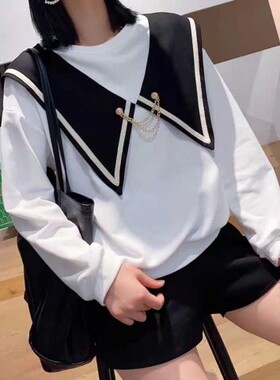 春夏秋披肩假领子女外搭装饰海军风大领子ⅴ领披肩领马甲