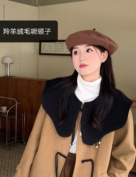 秋冬羚羊绒呢孑假领子配大衣外套甜美百搭娃娃领呢领子衣服配饰领