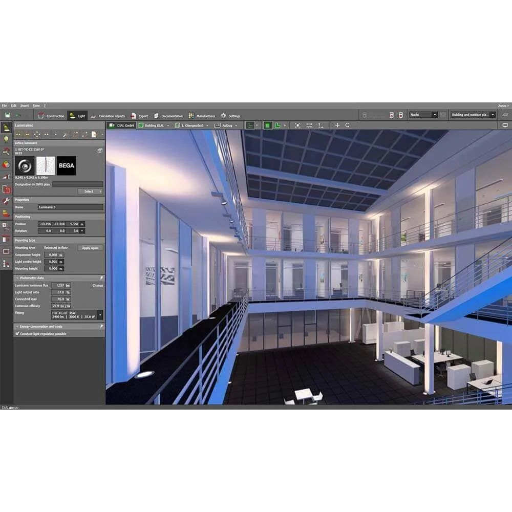 体育工厂室内DIALux照度图计算照明设计灯光模拟伪色图报告帮代做