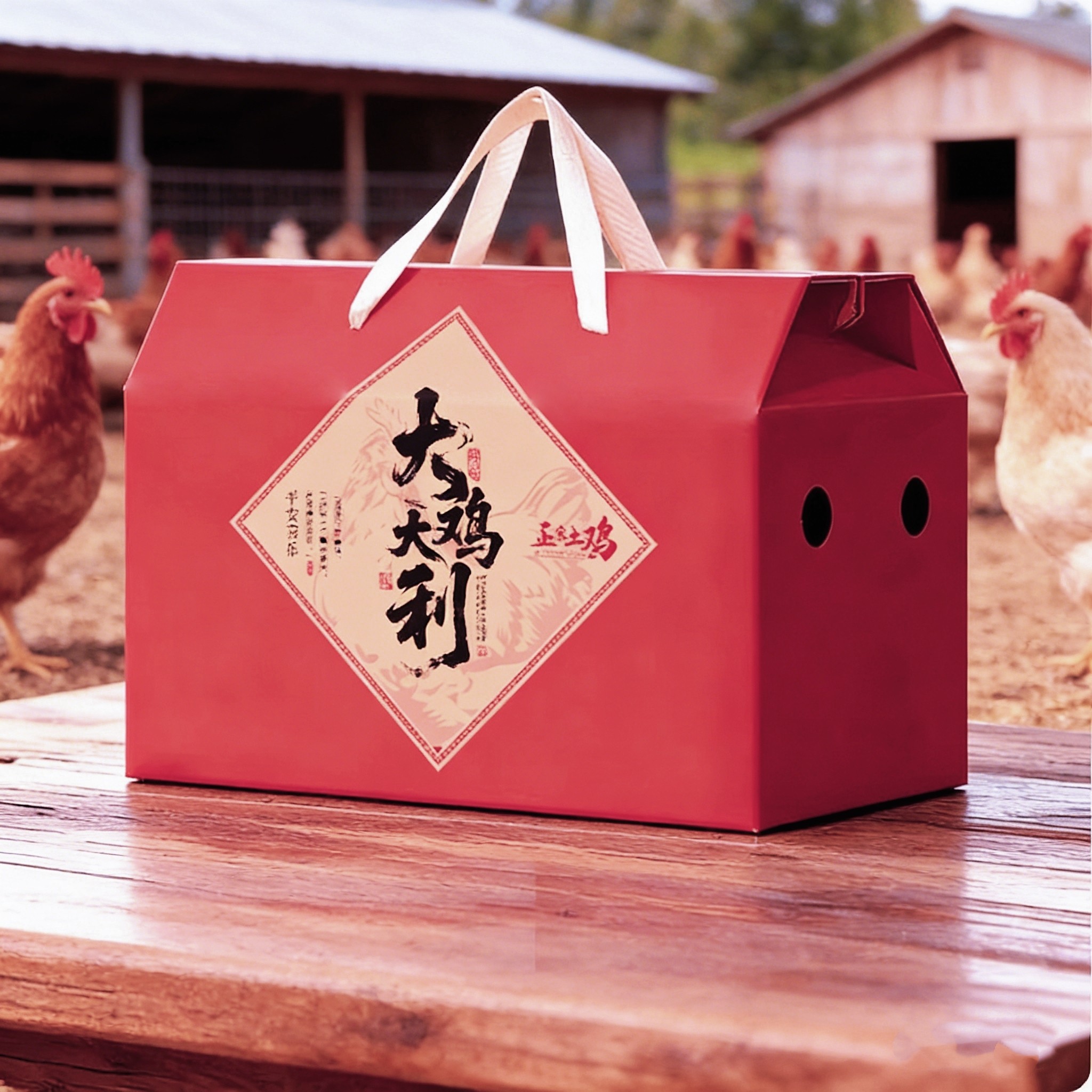 大鸡大利鸡肉礼盒空盒宰杀鸡包装红色盒子礼品盒送礼纸箱定制
