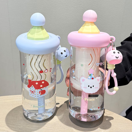 2026新款女生高颜值水杯耐高温大学生带茶仓吸管杯夏季便携带提绳