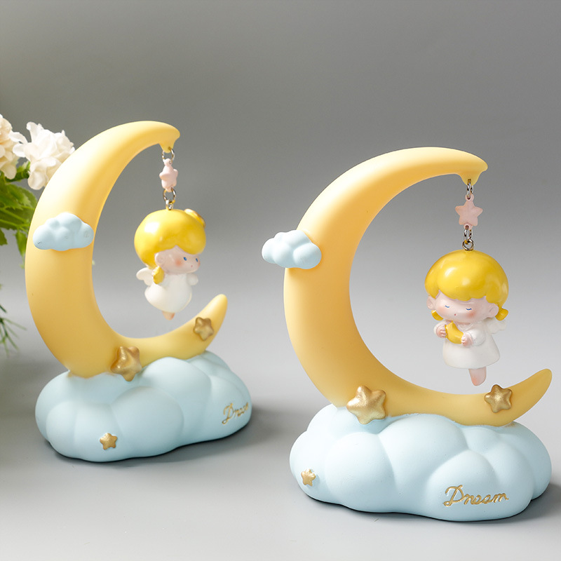 童话天使小夜灯 创意可爱树脂搪胶星星灯 暖色床头小夜灯生日礼物