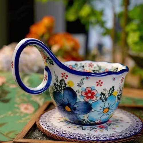 陶瓷马克杯釉下彩美式曲把大容量早餐杯高颜值创意咖啡杯燕麦杯子