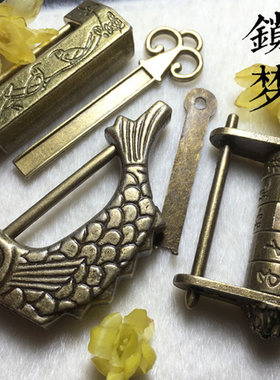 中国风仿古狮头汉字密码锁铜锁