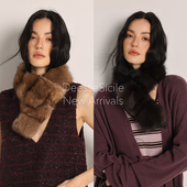 Deessesicile时髦老钱风紫貂皮草围脖优雅复古气质加厚保暖围巾女