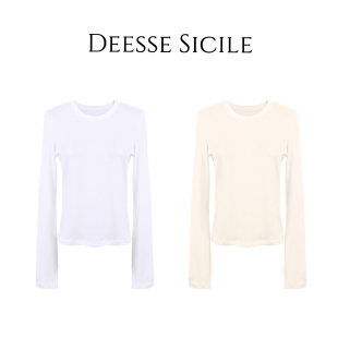 显瘦打底衫 T恤修身 正肩百搭圆领上衣 简约长袖 Deessesicile基础款