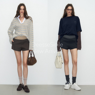女 短裤 DeesseSicile缪式 叠穿双腰头拼色休闲通勤百搭精纺直筒西装
