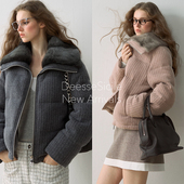 Deessesicile BC高奢通勤水貂毛翻领短外套羊毛混纺鹅绒羽绒服