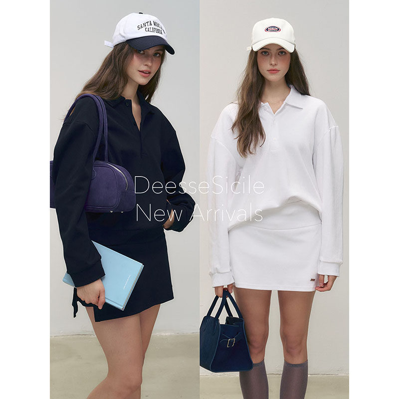 Deessesicile 老钱运动会冷淡风POLO领宽松卫衣半身裙休闲套装女,女装/女士精品,时尚套装,淘宝优惠券,粉丝福利购,淘宝优惠卷