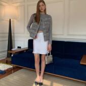 Deessesicile灰色特种蝴蝶流苏纱粗花呢背心小香风马甲无袖 上衣女