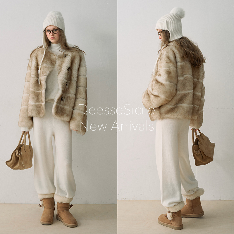 Deessesicile1110/20点上新北欧复古托斯卡纳皮毛一体皮草外套女