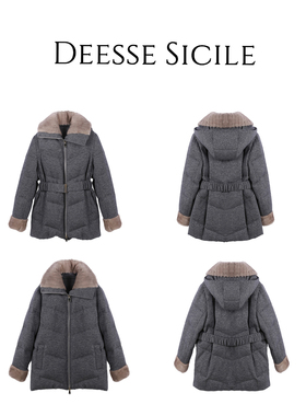 Deessesicile YS老钱风水貂毛羊毛呢收腰中长款滑雪服90鹅绒服女