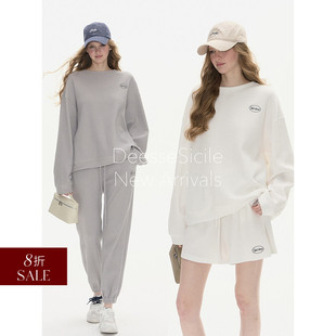 束脚裤 华夫格字母小标宽松卫衣短裤 运动三件套 折扣 DeesseSicile