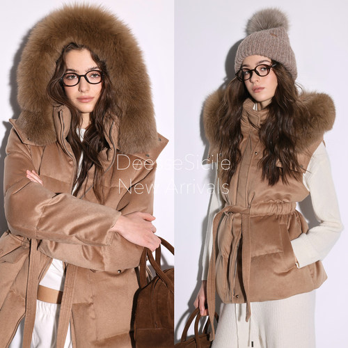 老钱风狐狸毛领羊毛呢鹅绒服女